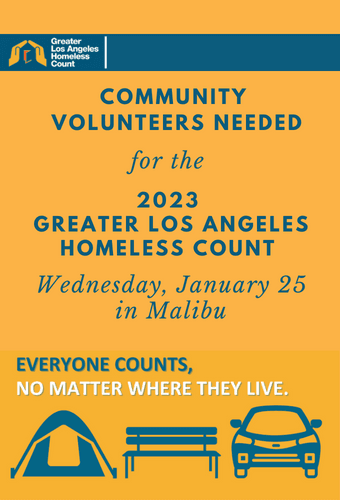 Graphic - City of Malibu - LAHSA 2023 Great Los Angeles Homeless Count - volunteers needed