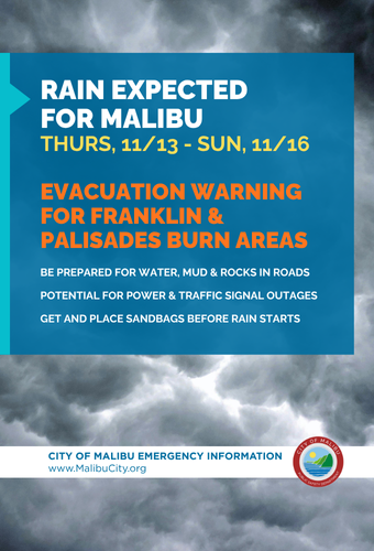 rain for malibu evacuation warnings 11.13.2025
