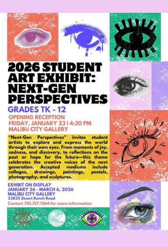 City of Malibu student art exhibition reception Fri 1/23 at City Hall