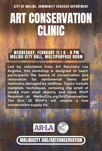 Art Conservation Clinic Wed. Feb. 11 6PM - 8PM at City Hall Multipurpose Room 